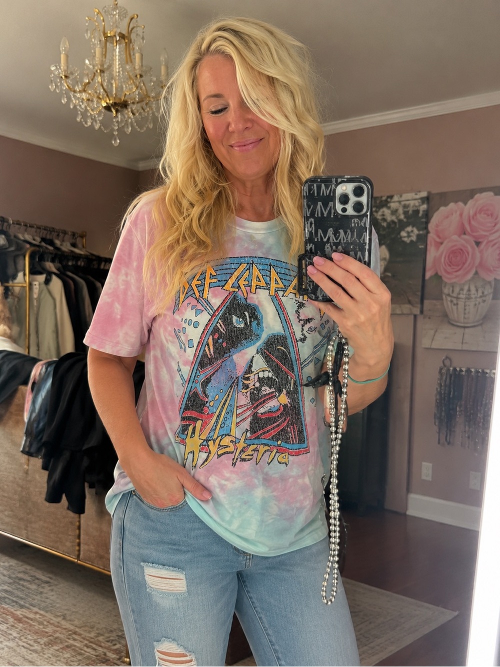 Def Leppard Hysteria Pastel Tie Dye Graphic Band Tee Size Small
